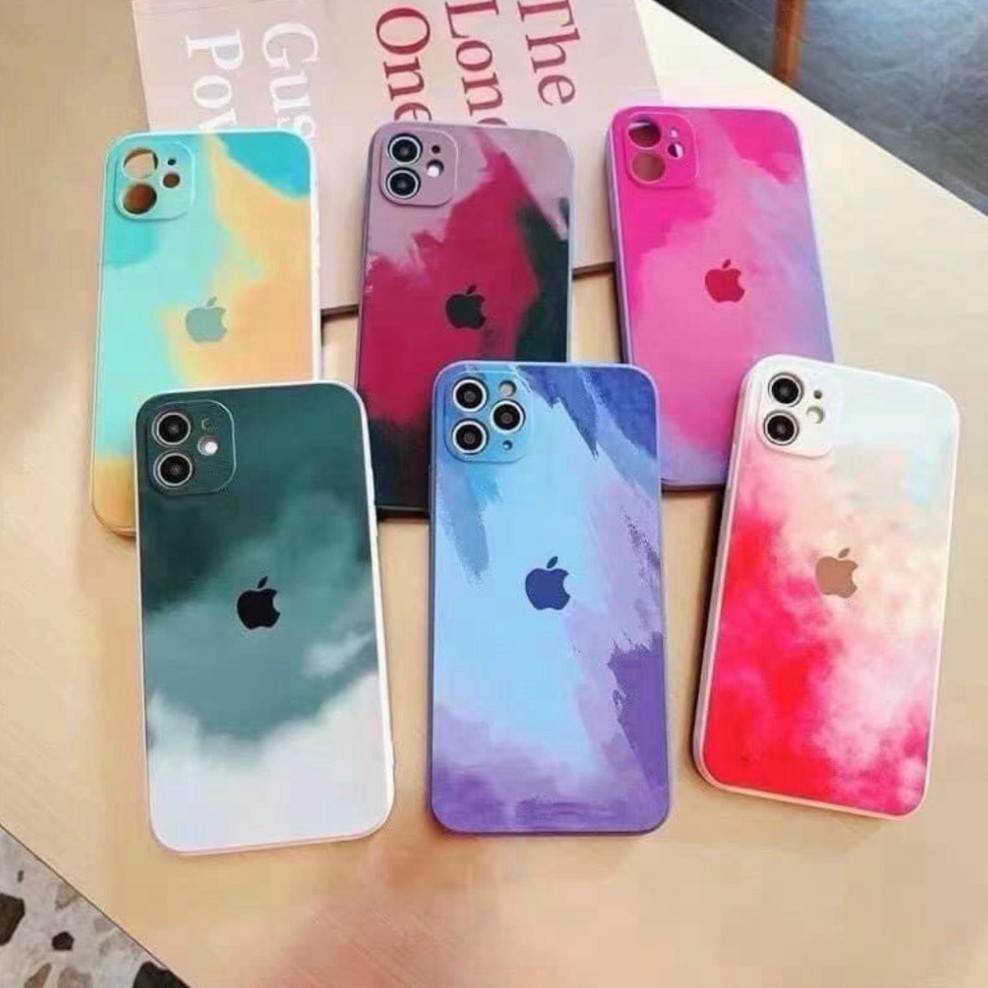 Ốp dẻo màu loang viền vuông IPhone 6 đến 12 pro max -2021