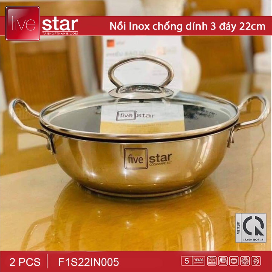 Nồi chống dính inox đáy từ cao cấp,Nồi Chảo Fivestar Inox chống dính 3 lớp đáy