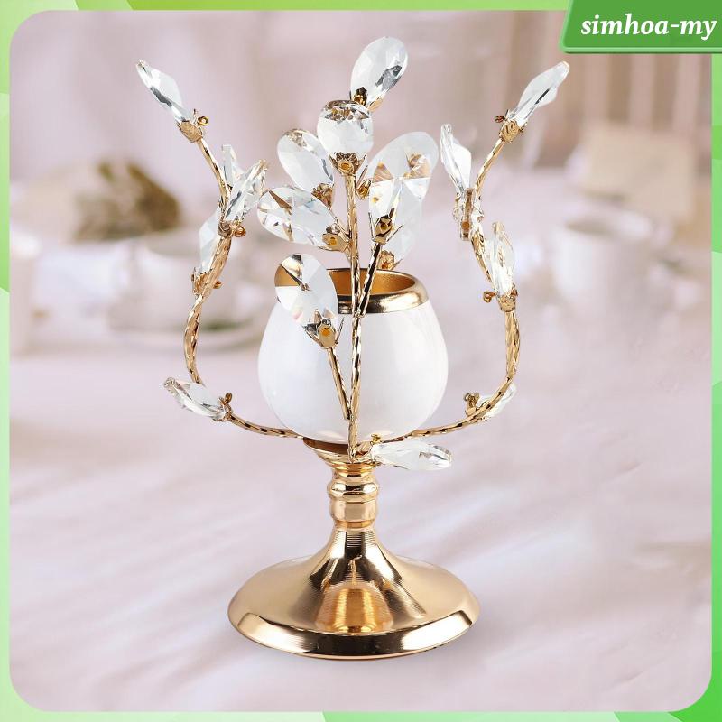Giá Đỡ Đèn Cầy Pha Lê Màu Vàng Sang Trọng Trang Trí Phòng Khách / Tiệc Cưới