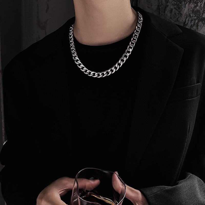 Dây chuyền thép titan dày phong cách hip hop đường phố 19A1135