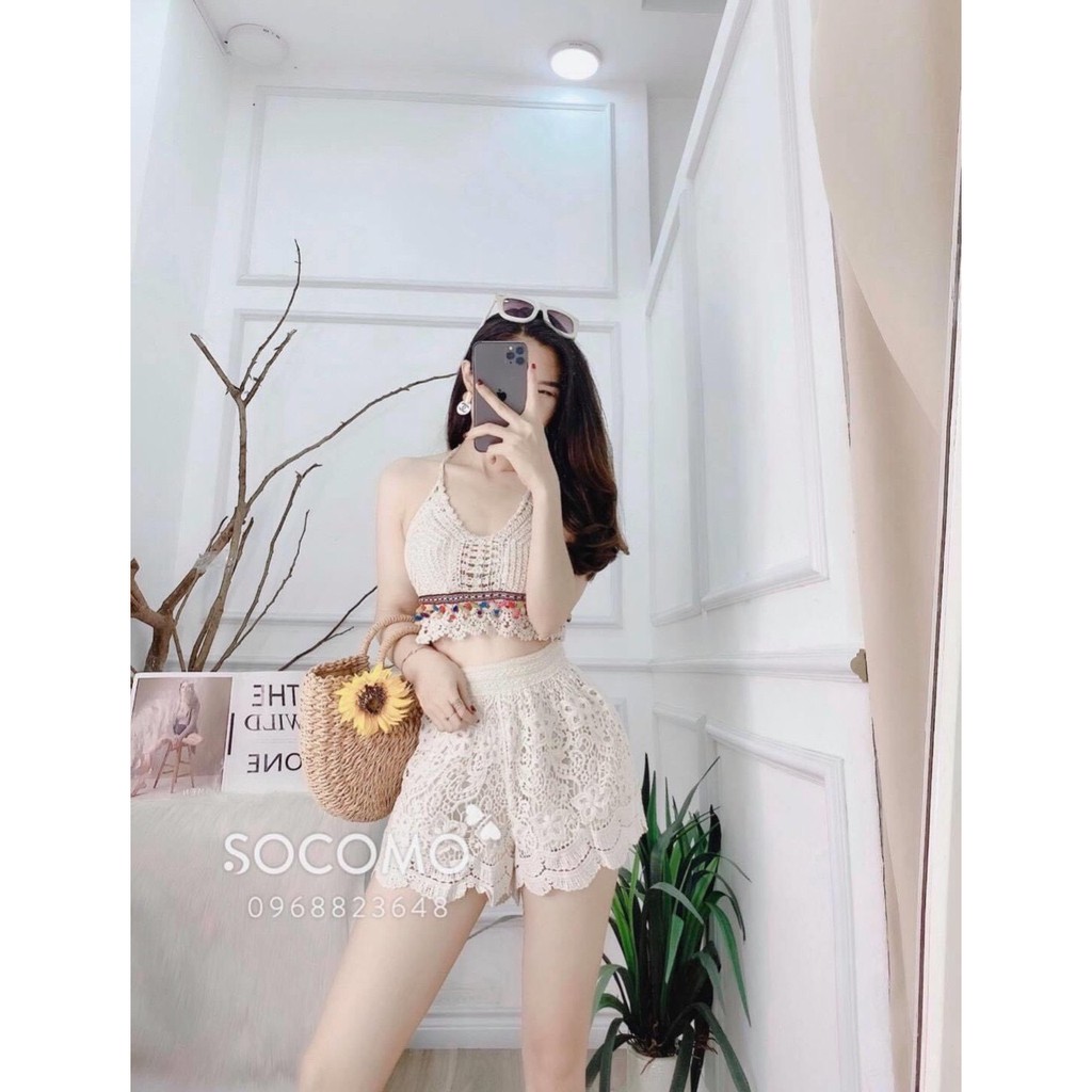 Set bikini len đồng xu hạt nhiều màu | BigBuy360 - bigbuy360.vn