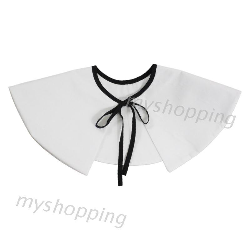 Cổ áo giả màu sắc tương phản phối dây buộc thiết kế xinh xắn phong cách vintage
