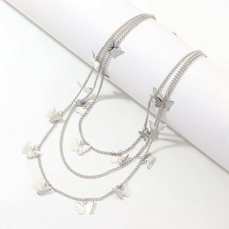 Dây Xích Đeo Thắt Lưng Nhiều Lớp Gắn Móc Khóa Hình Bướm Phong Cách Punk Cho Nữ