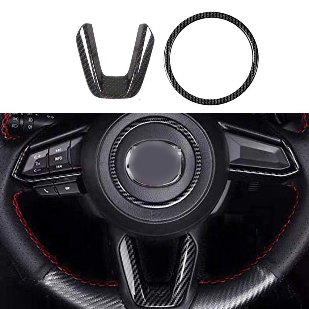 Ốp viền vô lăng xe hơi Mazda 3 6 Cx-4 Cx5 Cx9 bằng sợi Carbon