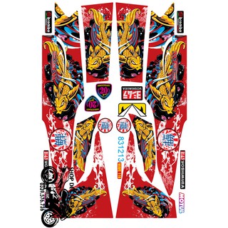 Tem Rời Wave Alpha 110 Cá Chép Nền Đỏ MS 831213 - Tem 3 Lớp Chống Bay Mầu