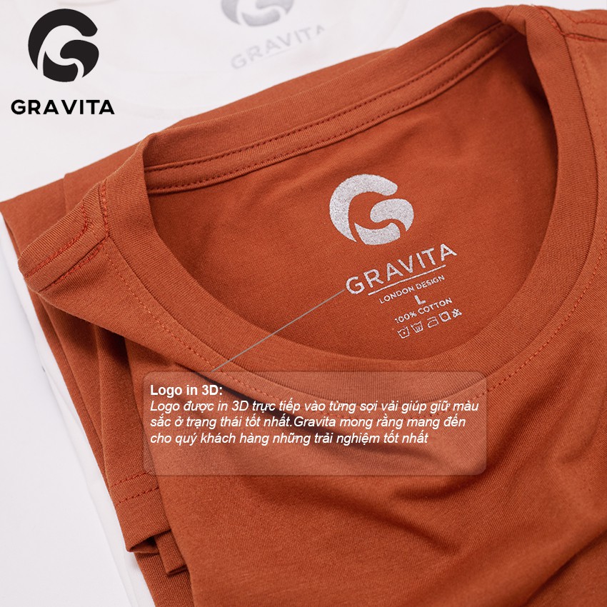 Áo thun nam trơn cổ tròn Gravita, áo phông nhiều màu chất Ecologically Grown Cotton form slim fit, tặng kèm nước hoa | BigBuy360 - bigbuy360.vn