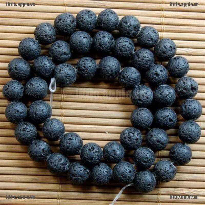 Nhẫn Chuỗi Hạt Đá Nham Thạch Đen Tự Nhiên 15 Màu