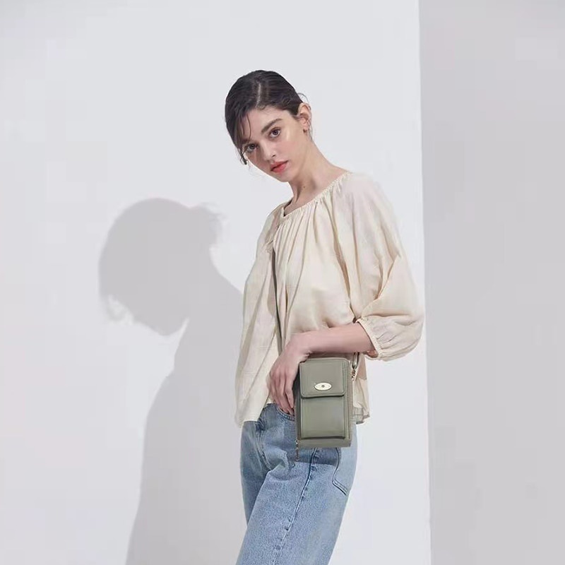 Túi đeo chéo đựng điện thoại cỡ lớn phối khóa kéo đôi