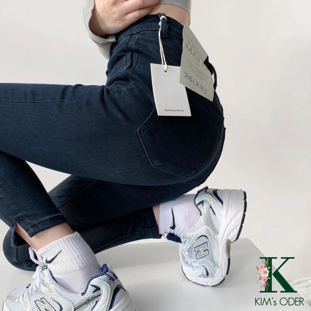 Quần jean nữ skinny lưng cao ống bó côn phom ôm chất co dãn màu xanh đậm tôn dáng đủ size