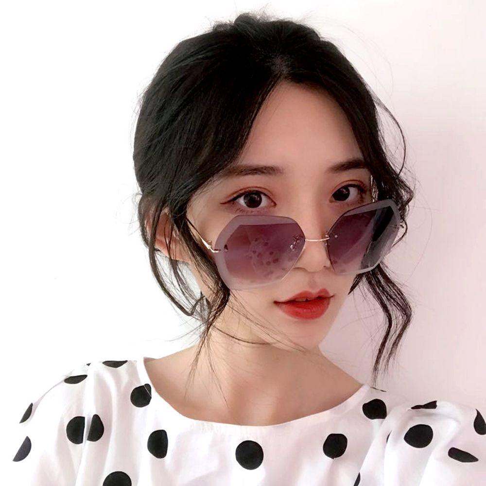 Kính Chống Nắng Không Viền Tròng Đa Giác Màu Gradient Thời Trang Cho Nữ MXMUSTY