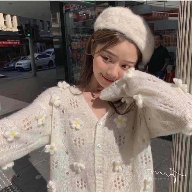 Áo khoác cardigan dệt kim dáng rộng phong cách Hàn Quốc thời trang xuân thu cho nữ