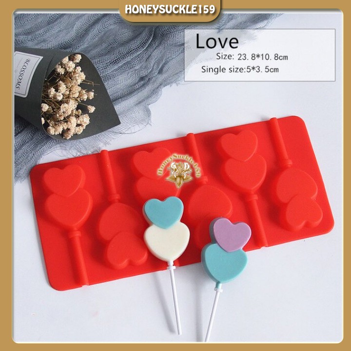 [Ảnh Thât+Video]Khuôn Silicon Đổ Socola/Thạch/Kẹo Lollipop/Kẹochipchip Hình Love
