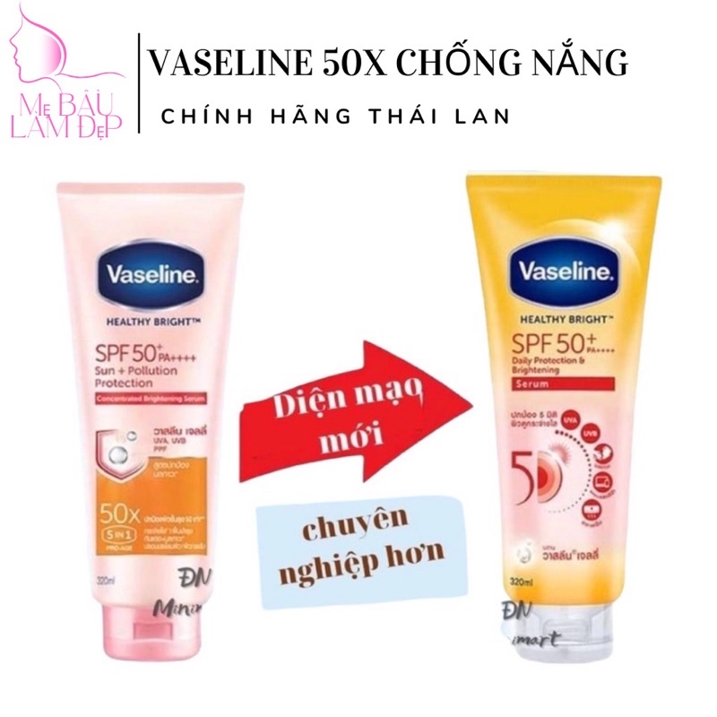 [MẪU MỚI 2022] Kem dưỡng thể chống nắng Vaseline Healthy Bright 50x Spf50 320ml