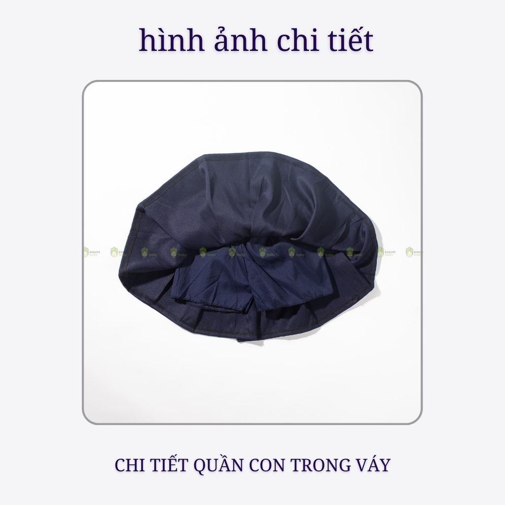 Set Áo + Chân Váy Bé Gái Vải Tuyết Mưa Đính Nơ Cổ Mặc Đi Học, Đi Chơi CK38