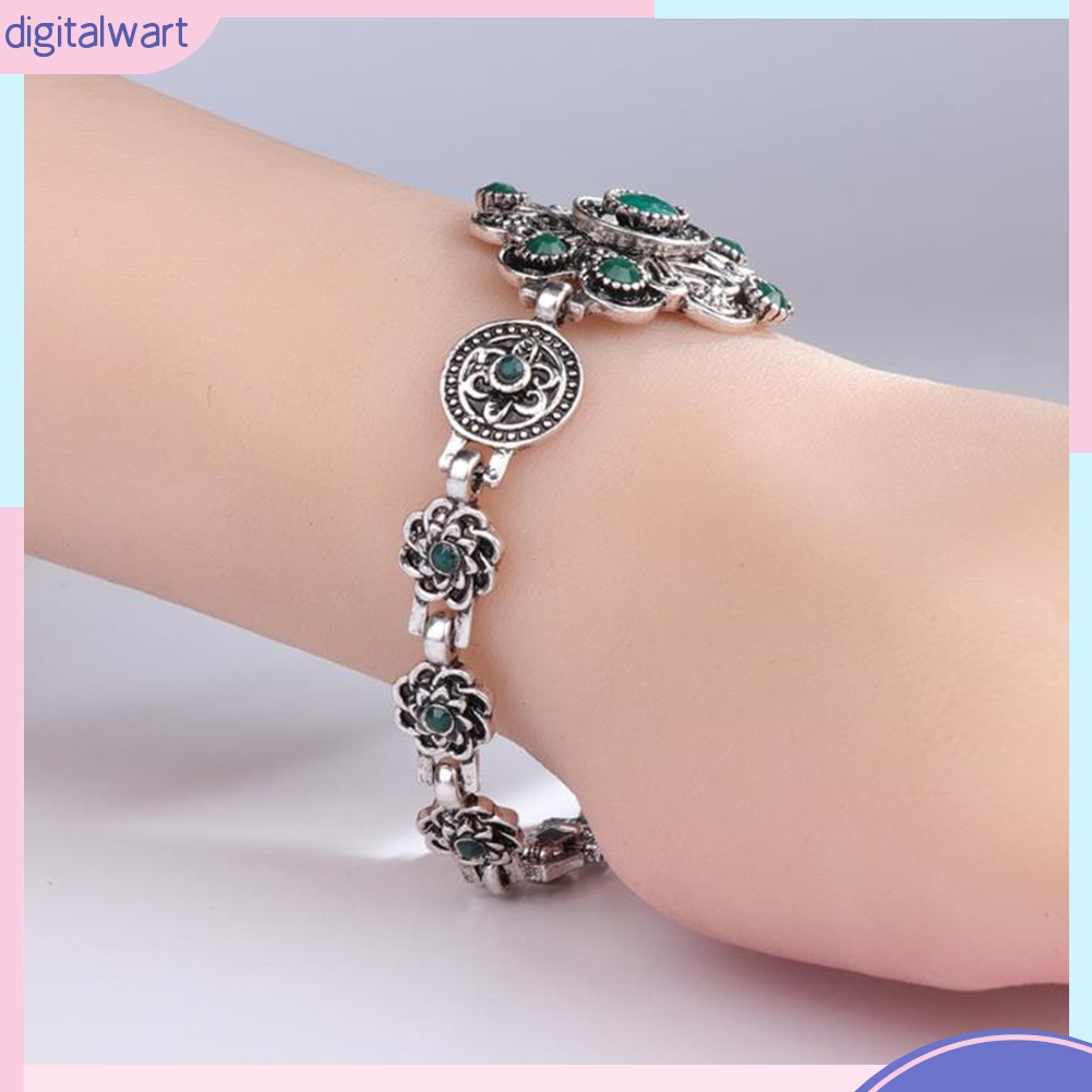 Vòng đeo tay thiết kế mặt bông hoa đính đá nhân tạo phong cách cổ điển thanh lịch thời trang dành cho nữ