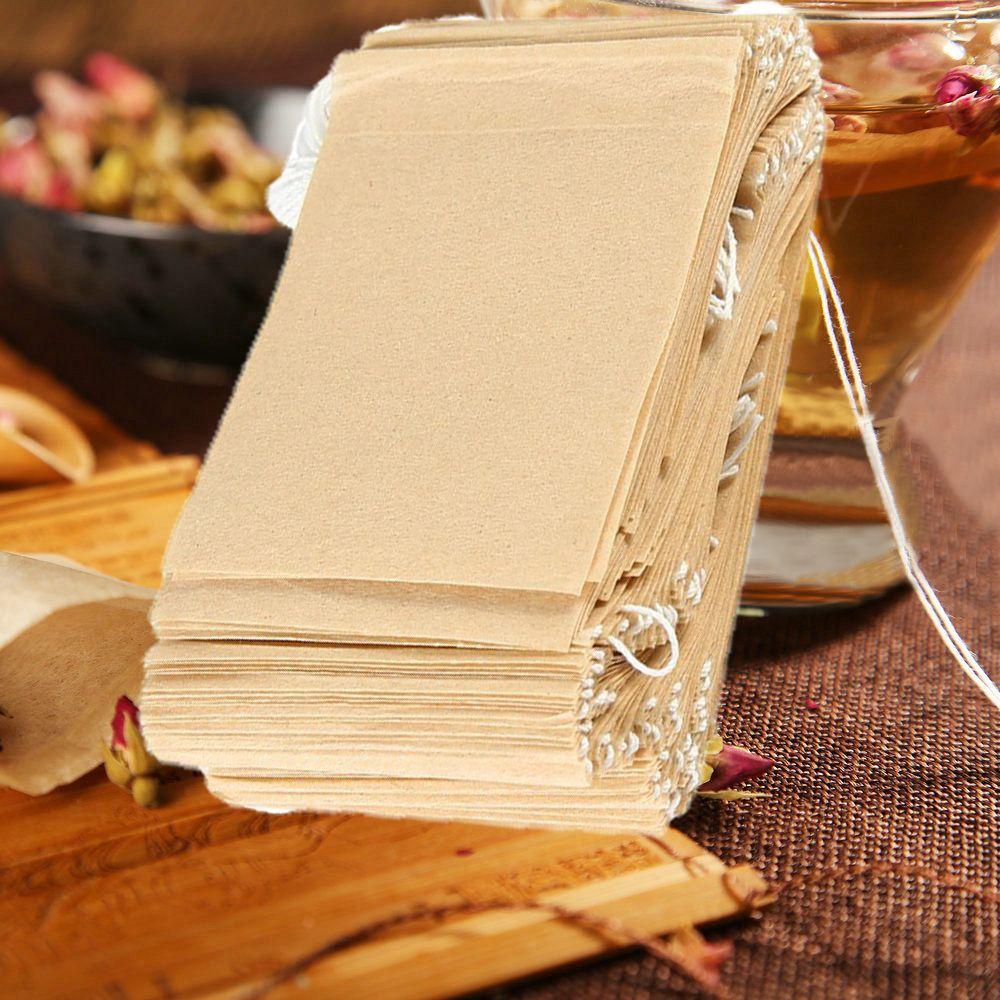 KUNHEV Set 50 / 100 Túi Lọc Trà Bằng Giấy Tự Nhiên Dùng Một Lần Cho Nhà Bếp