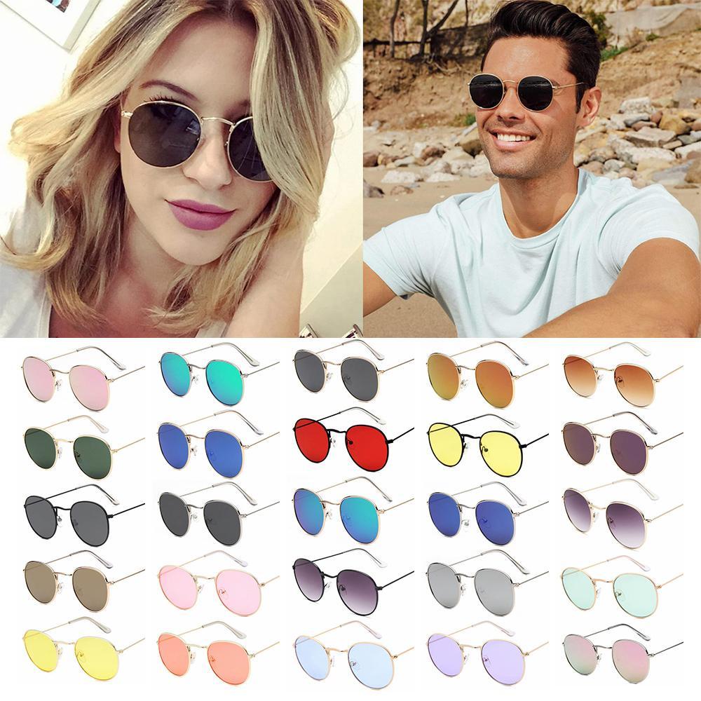 Kính Mát Gọng Kim Loại Tròn Chống Tia UV Phong Cách Retro Thời Trang Unisex