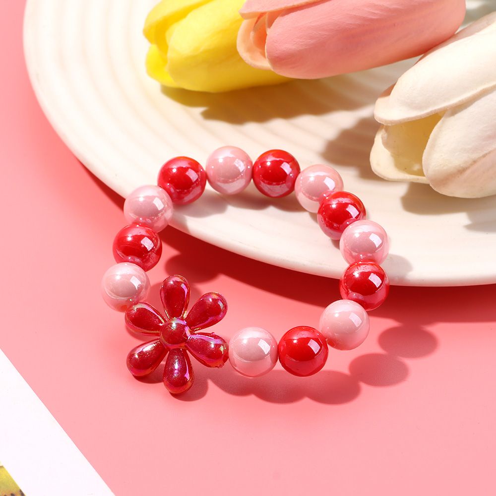 Vòng Tay Chuỗi Hạt Acrylic Nhiều Màu Sắc Hình Hoa Phong Cách Công Chúa Dành Cho Bé Gái