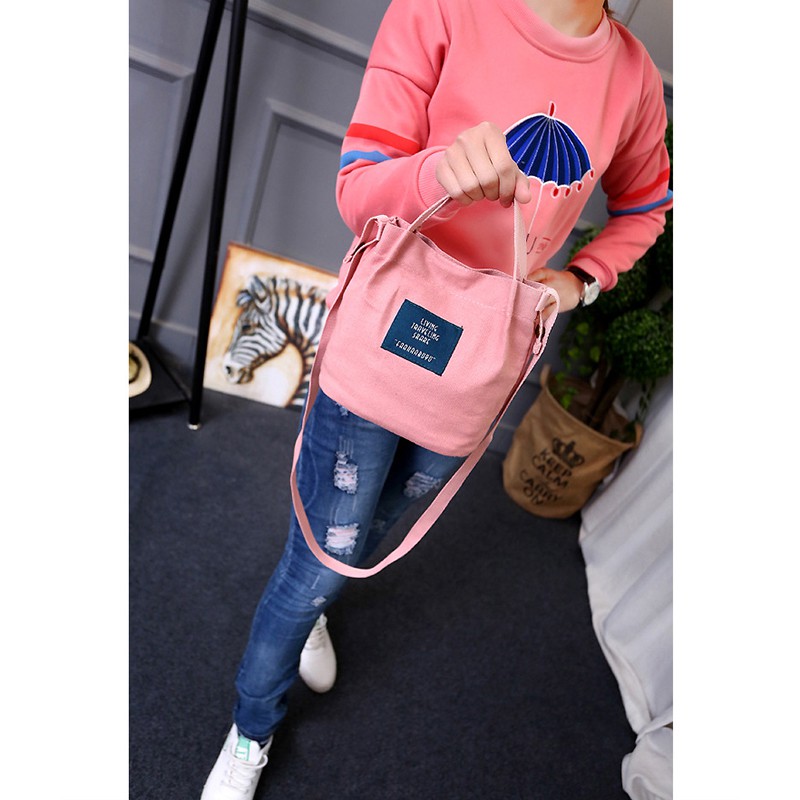 Túi Xách Vải Canvas Cỡ Nhỏ Thời Trang Xinh Xắn Cho Nữ IELGY
