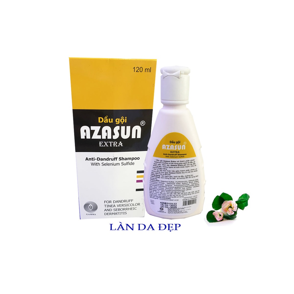 Dầu gội Gamma Azasun Extra 2.5% ngừa gàu sạch da đầu dưỡng tóc khỏe mạnh chai 120ml