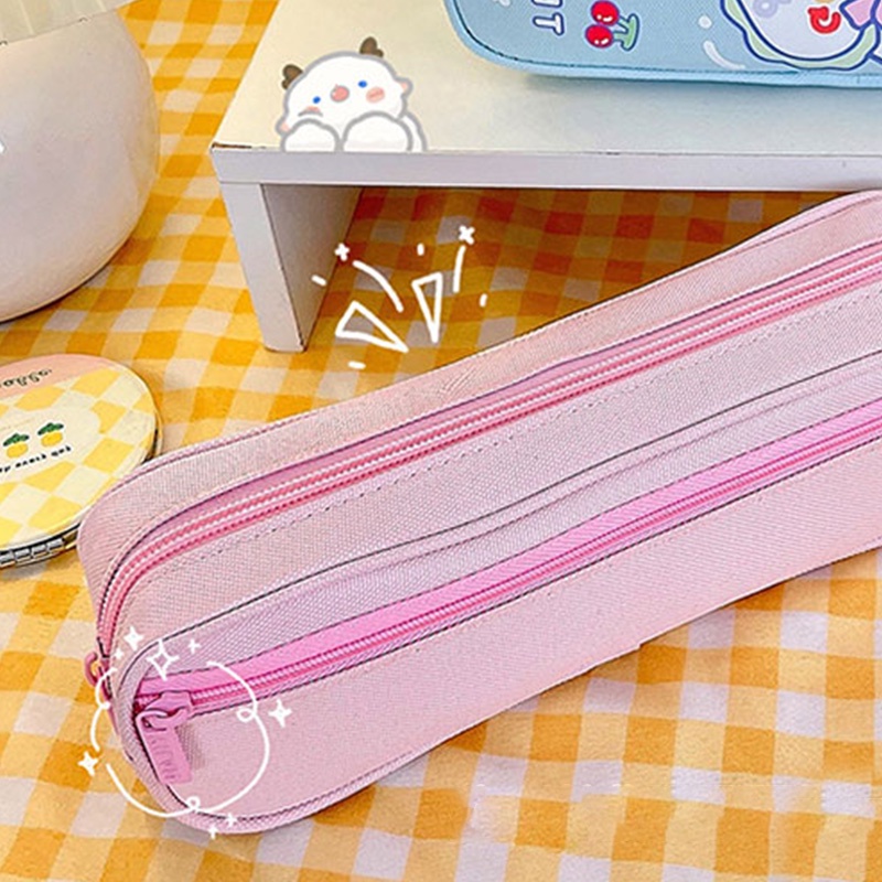 Túi Đựng Bút Hai Lớp Bằng Vải Oxford Họa Tiết Hoạt Hình Nhật Bản Có Khóa Kéo Cho Học Sinh Ốp