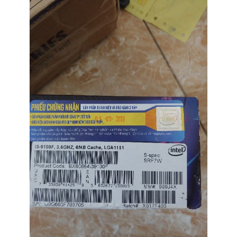 cpu i3 9100f (7w)  bảo hành t9  2023