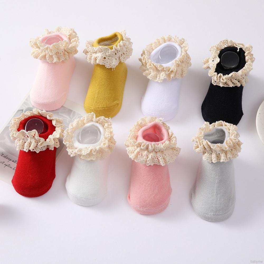 Vớ cotton cổ thấp phối ren thoáng khí phong cách công chúa dễ thương cho bé gái