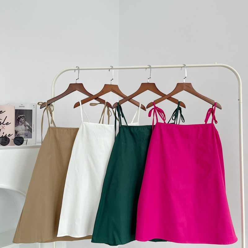 Áo Kiểu Nữ, Áo Hai Dây Thắt Nơ Chất Linen Co Giãn Nhẹ Dáng Babydoll Cực Basic Bảng Màu Trendy Hot Hit - Ivy Top