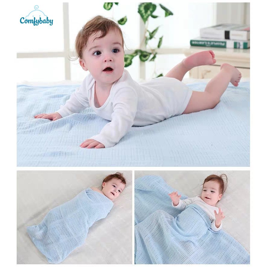 Chăn lưới, đắp, quấn 100% sợi tre bamboo chống ngạt, thấm hút mồ hôi, kháng khuẩn comfybaby CHAN013 cho bé