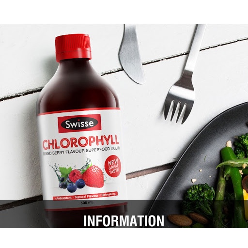 [Hàng chuẩn Úc] Nước diệp lục Swisse chlorophyll vị bạc hà và vị dâu 500ml của Úc