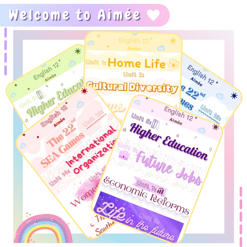 Sticker tiếng anh 12, tiêu đề tiếng anh 12  | AIMÉE