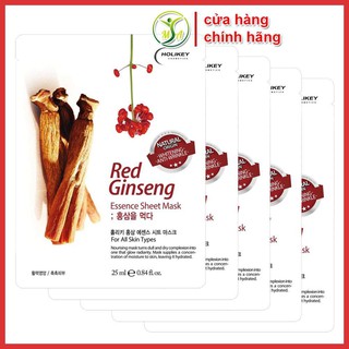 Bộ 10 miếng mặt nạ dưỡng da tinh chất hồng sâm Holikey Red Ginseng Essence Sheet Mask chính hãng