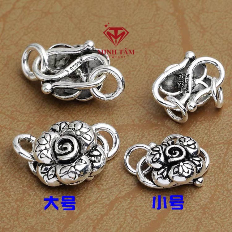 Khoá hoa sen cài làm vòng tay bạc Thái S925