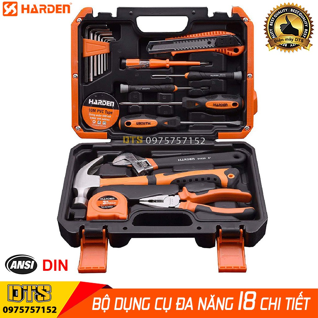 Bộ dụng cụ sửa chữa đa năng cao cấp 18 chi tiết HARDEN PRO, bộ dụng cụ đồ nghề sửa chữa bộ dụng cụ đa năng chuyên nghiệp