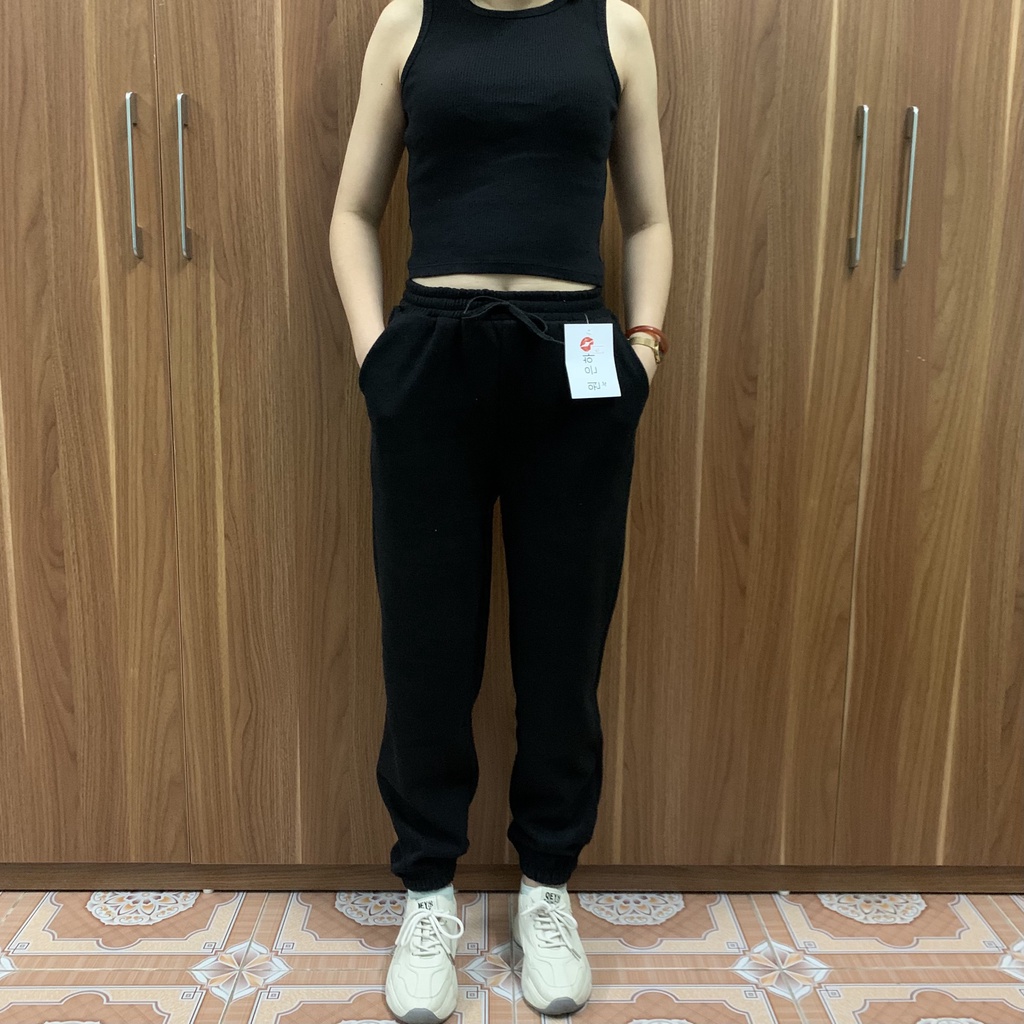 QUẦN Nhung TĂM ống rộng NỮ DÁNG JOGGER CAO CẤP - QUẦN nhung nữ CẠP CHUN CÓ TÚI