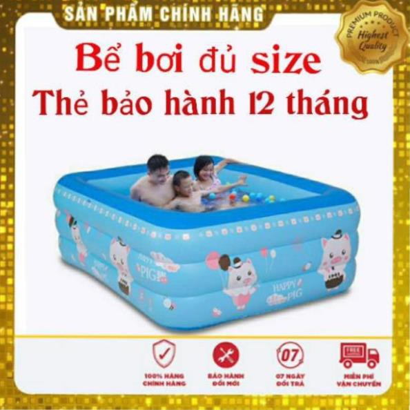 Bể bơi phao cho bé 3 tầng đủ tất cả kích cỡ có đế chống trượt , có kèm bơm điện 2 chiều [Giá sỉ- Loại 1]