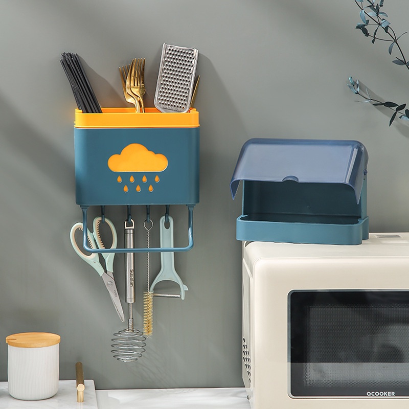 Hộp đựng đũa treo tường, ống đũa dán tường đa năng loại BỰ cao 30cm rộng 20cm thiết kế san trọng - Elliver