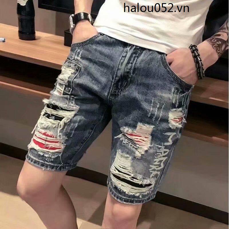 Quần Jeans Lửng 55 Điểm Rách Thời Trang Dành Cho Nam