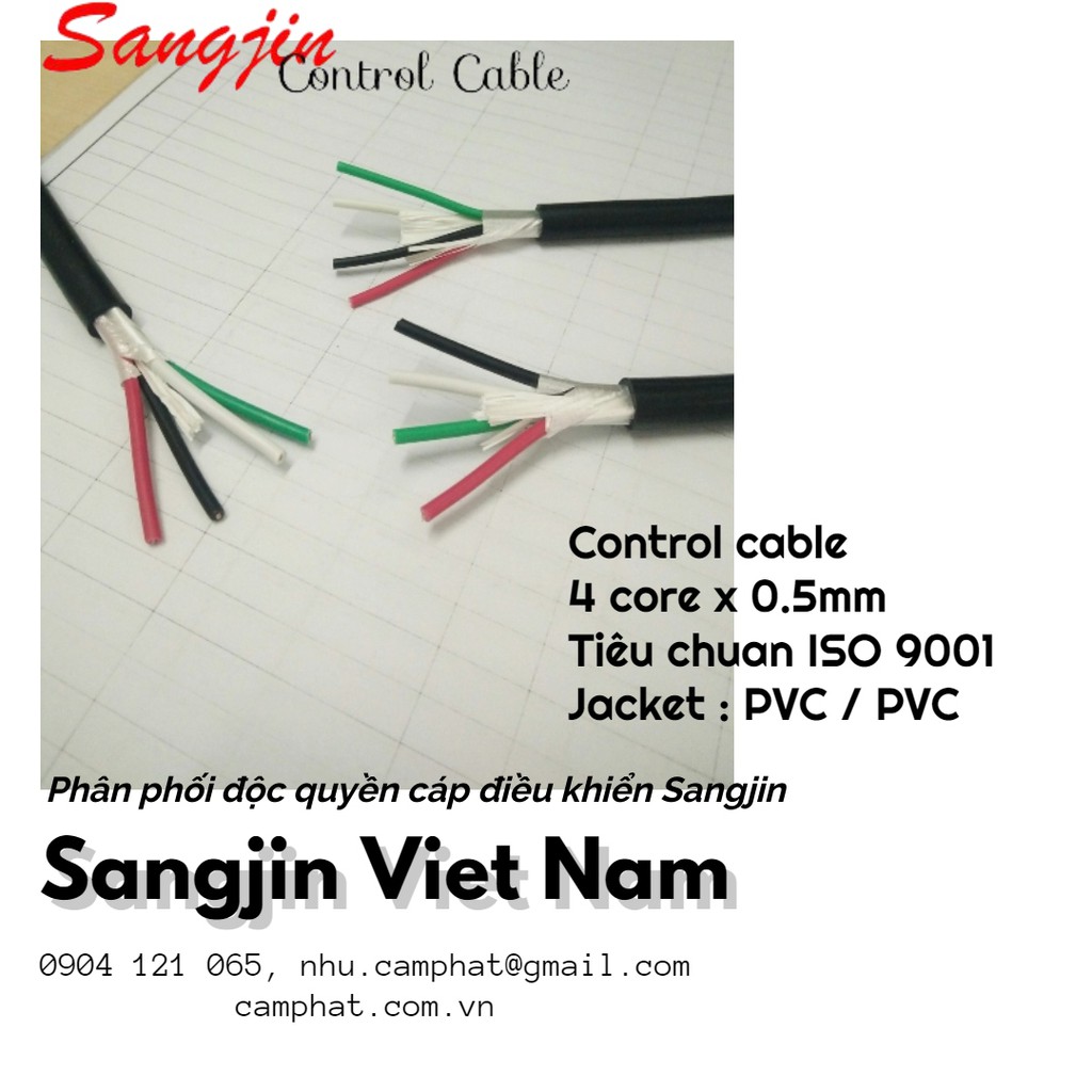 Cáp điều khiển 4 lõi x 0.5 SQMM Sangjin (Điện áp 500volt)