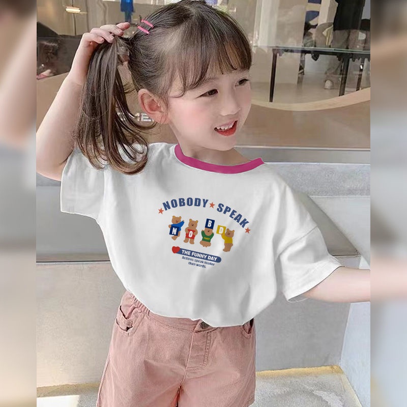 Áo Thun Cotton Tay Lỡ Mẫu Mới Thời Trang Mùa Hè Cho Bé Gái 2022