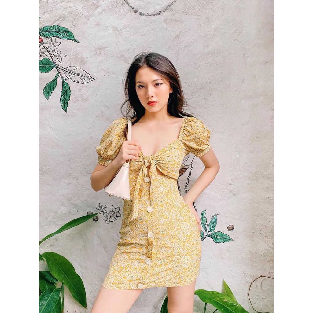 Đầm hoa cột nơ nhiều màu sang chảnh | BigBuy360 - bigbuy360.vn