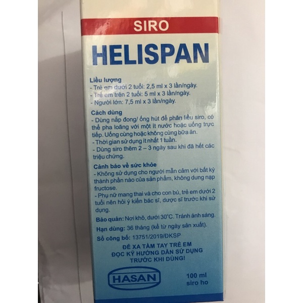 Siro ho cảm thảo dược Helispan