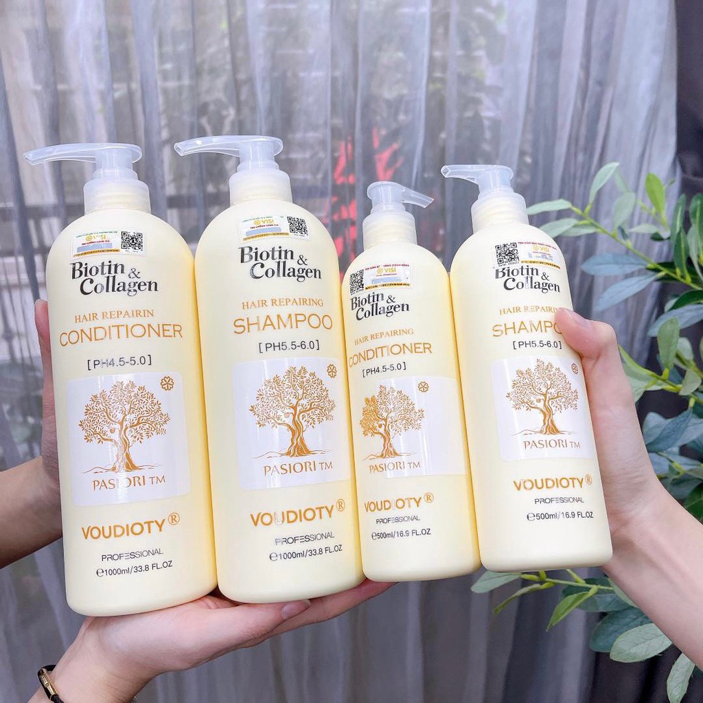 Cặp Dầu Gội Xả Biotin Collagen Ngăn Ngừa Rụng Tóc, Giảm Gàu, Kiềm Dầu, Phục Hồi Tóc Khô Xơ