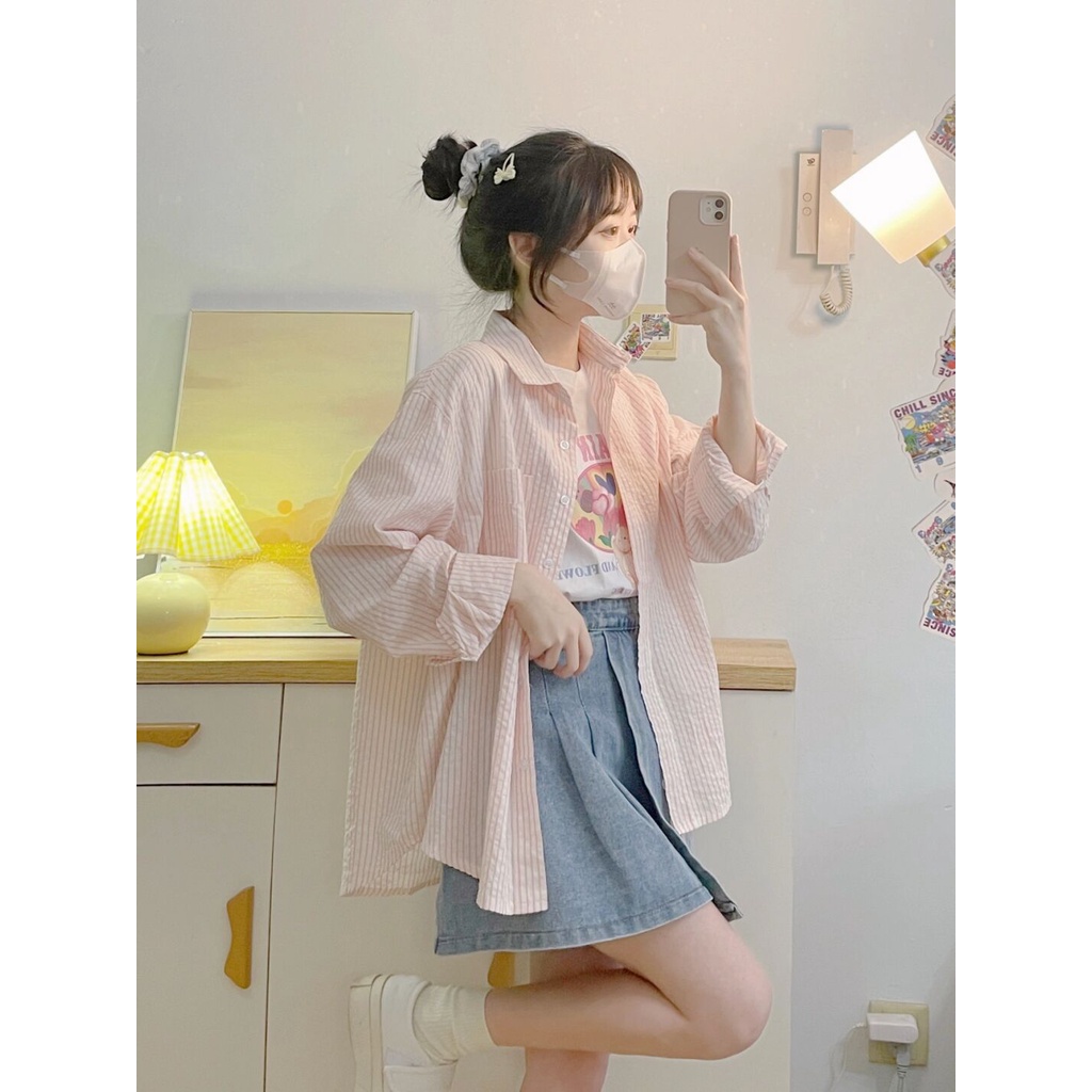 Chân váy jean XIAOZHAINV dáng chữ A lưng cao xếp ly thời trang Hàn Quốc cho nữ