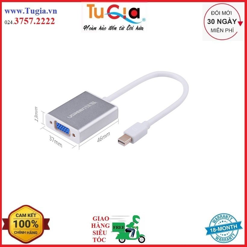 Cáp Mini Displayport To VGA Ugreen 10403 - Trắng - Hàng Chính Hãng