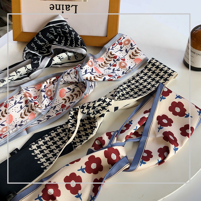 Khăn turban lụa dùng để quàng cổ nhẹ nhàng, làm cột tóc, cột tay cầm túi xách Mee Store
