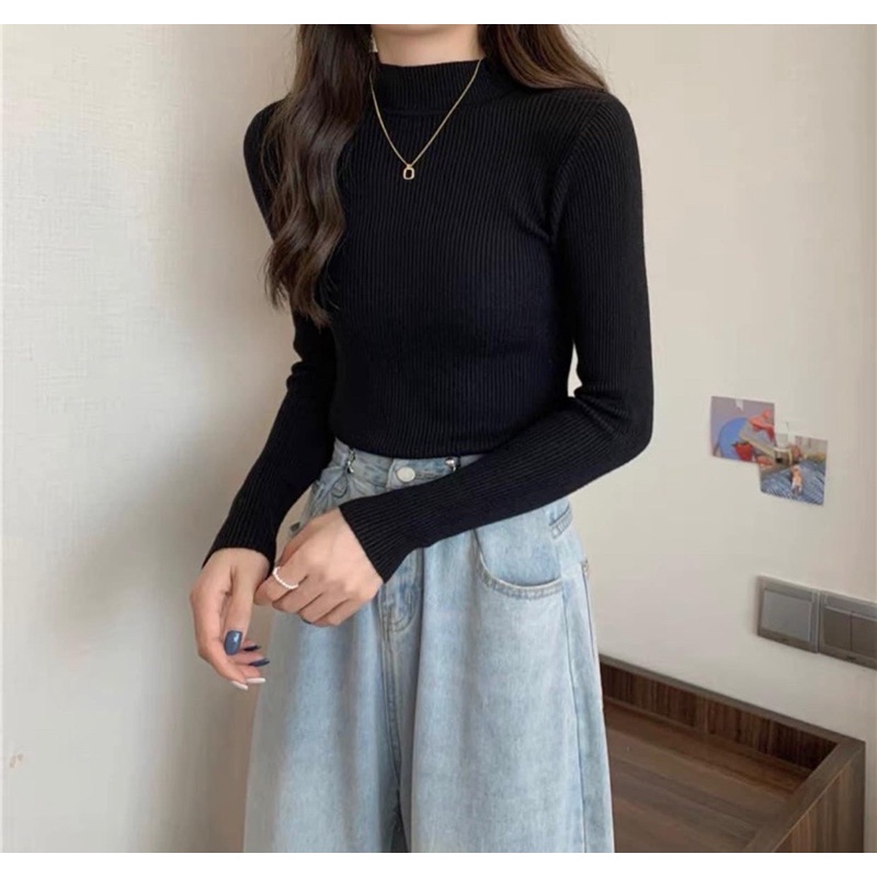 Áo len cổ 3 phân chất len tăm (hình video thật shop tự chụp) | BigBuy360 - bigbuy360.vn