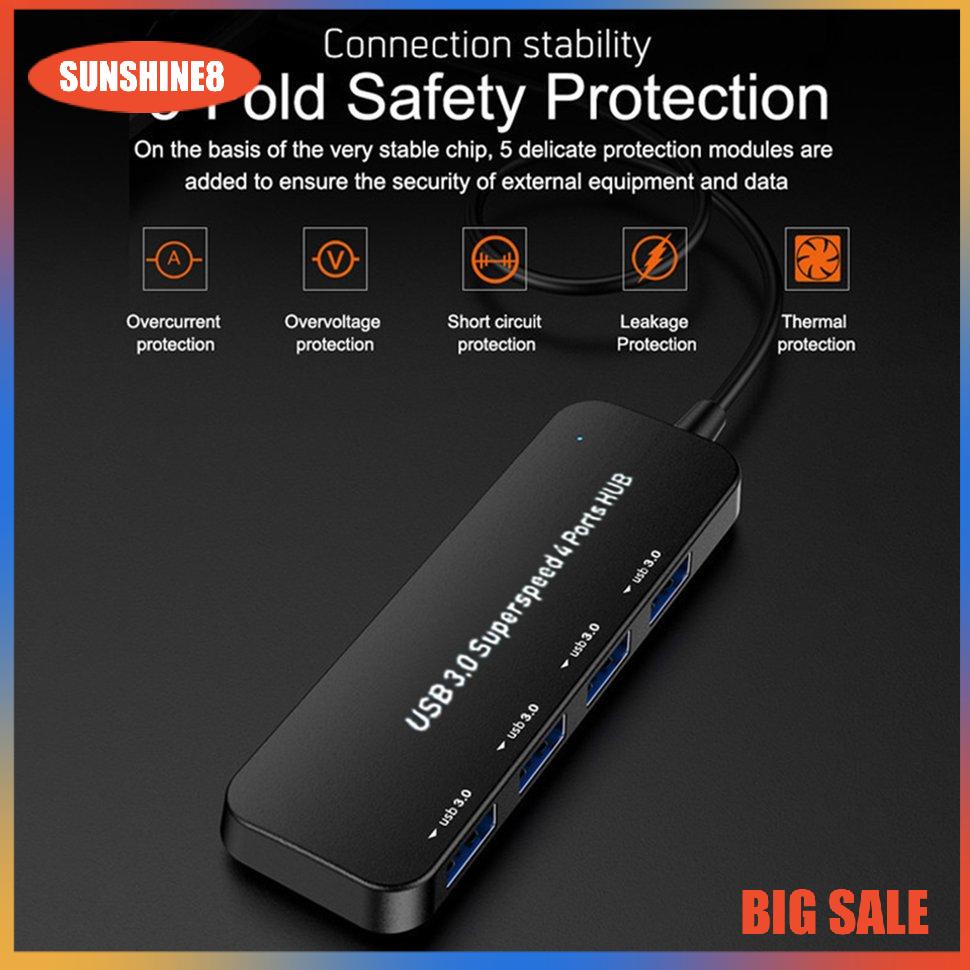 【SUN】USB 3.0 HUB 4-port High Speed USB Hub Cable Splitter For Multi-device
