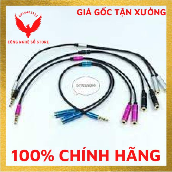 (Hàng có sẵn) Jack chia tai nghe từ 1 cổng 3.5mm thành 2 cổng 3.5mm loại xịn, giắc chia tai phone.