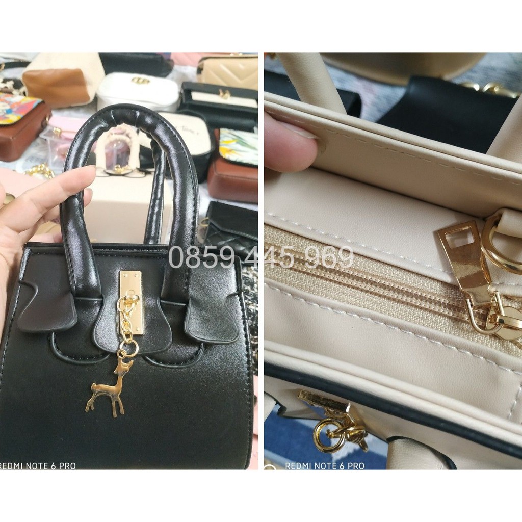Túi xách nữ form nhỏ thời trang hai màu đen & be | BigBuy360 - bigbuy360.vn